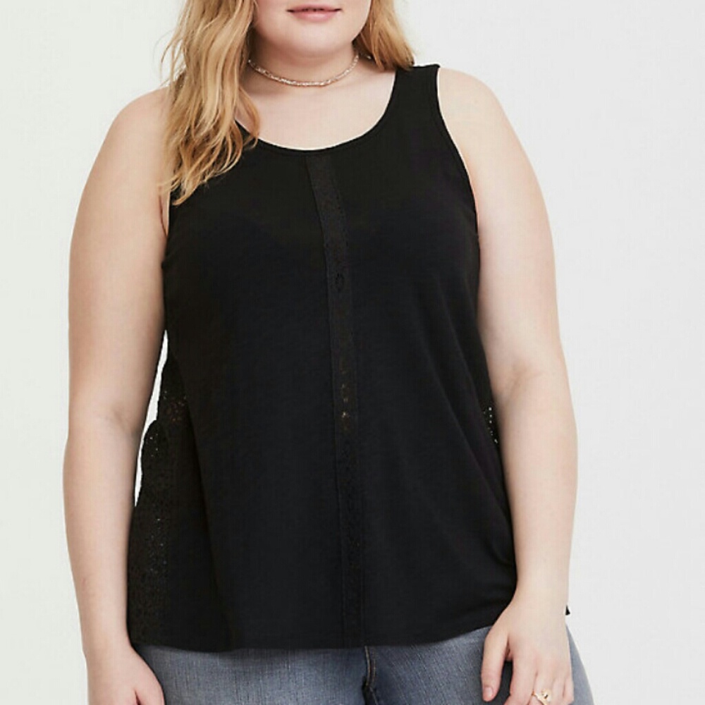 Torrid Black Lace Insert Tank - Picture 2 of 2